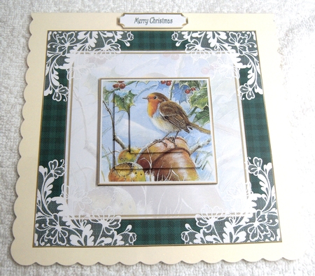 Christmas Snow is Falling Pyramid 7x7ins Topper 2 by Margaret Scott