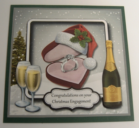 Traditional Christmas Engagement card topper by Margaret Scott