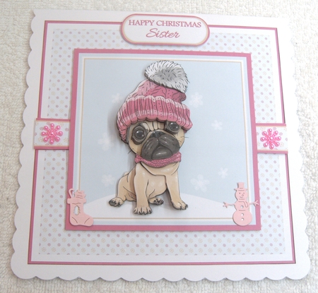 8x8 Christmas Pug Mini Kit - x4 A4 sheets  by Margaret Scott