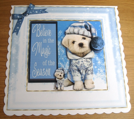 Christmas puppies toppers size approx. 5inches by 5inches  by Margaret Scott