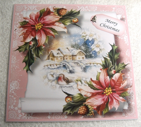 Vintage Christmas Parchment Scroll 5 8x8 by Margaret Scott