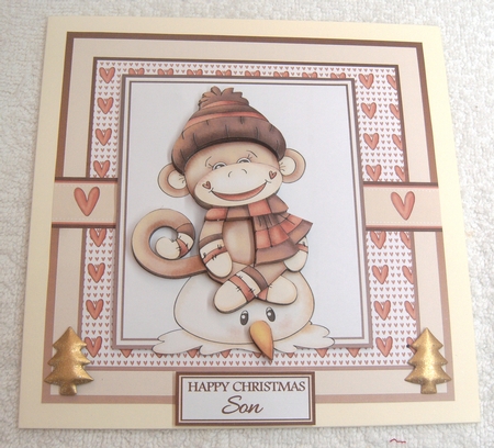 8x8 Christmas Monkey Decoupage Mini Kit - x4 A4 Sheets  by Margaret Scott