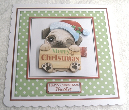 8x8 Pug 1 Christmas Decoupage & Pyramage Mini Kit - x5 A4 sheets by Margaret Scott