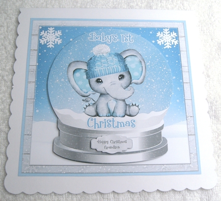 BABYS FIRST CHRISTMAS - BLUE - quick card by Margaret Scott