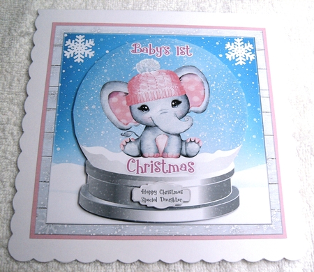 BABYS FIRST CHRISTMAS - PINK - quick card by Margaret Scott