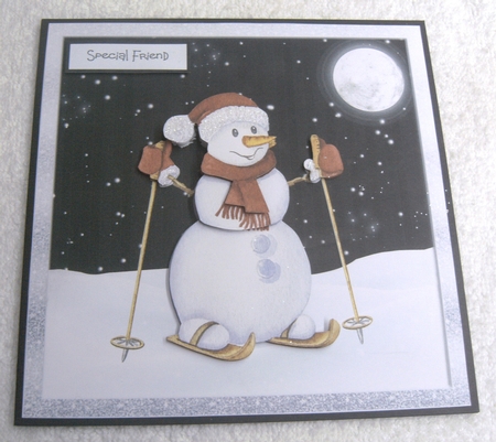 Snowman skier 7x7 by Margaret Scott