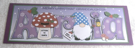 Christmas Gnome with letter to Santa Granddaughter ARIA large dl by Margaret Scott