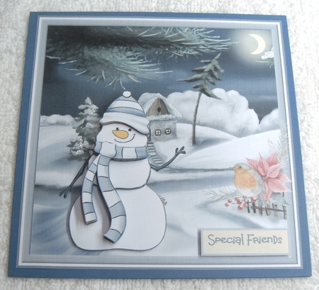 Snowman and robin 6x6 by Margaret Scott