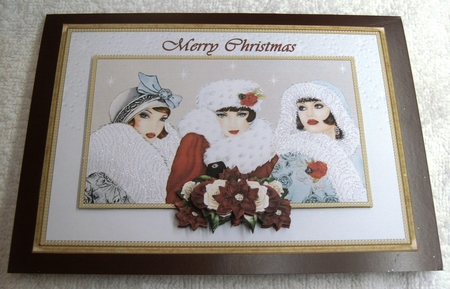 A5 Christmas Art Deco Ladies & Christmas Roses by Margaret Scott