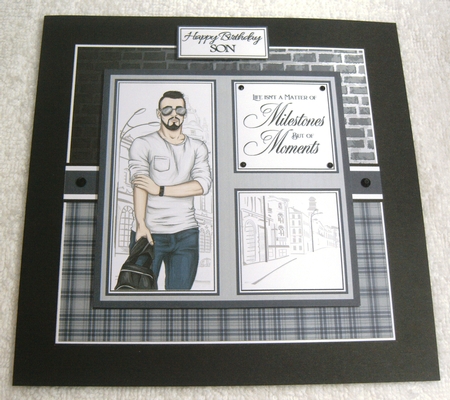 7X7 Life isnt milestones Card Front with sentiments  by Margaret Scott