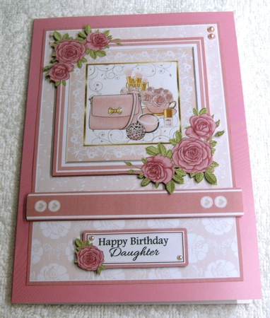 A5 Pinkaholic 9 Card Front, Topper and sentiments  by Margaret Scott