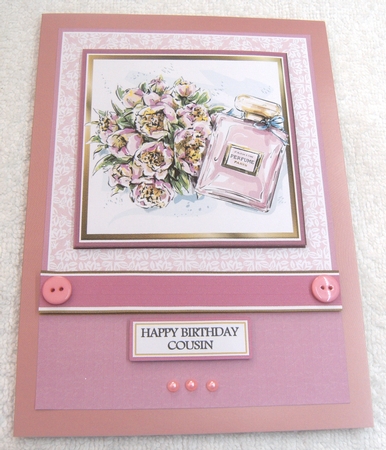 A5 Perfume & Flowers Card Front, Topper & Sentiments   by Margaret Scott