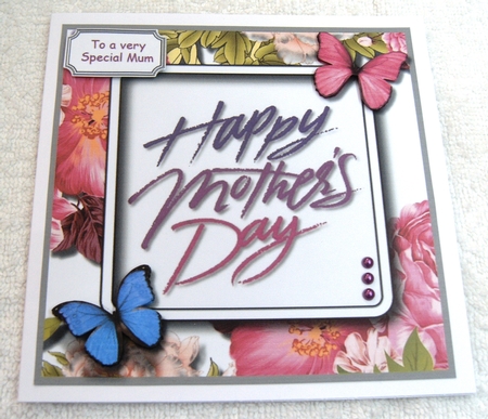  Flowers and Butterflies Mothers Day card topper by Margaret Scott