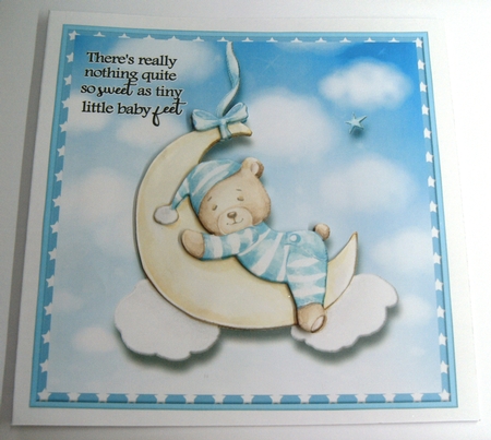 8x8 Moon Baby Boy Card Front & Decoupage Layers  by Margaret Scott