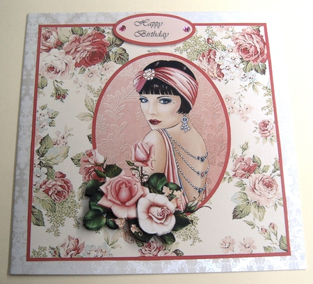Art Deco Lady Portrait Shabby Chic with Roses by Margaret Scott