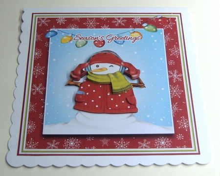 8x8 Groovy Snowman Card Front & Decoupage by Margaret Scott