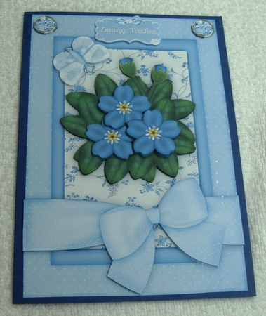 Blue Flowers Step by Step A5 Card Front by Margaret Scott