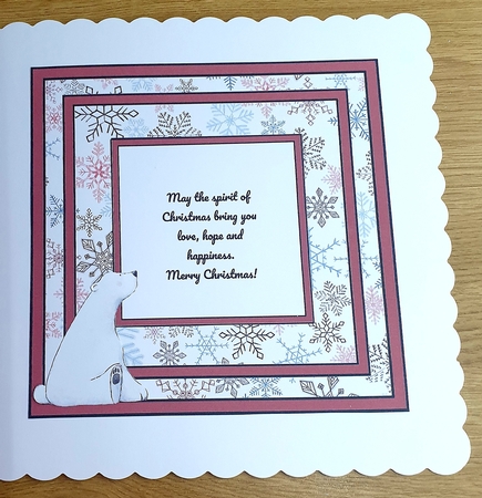 Square Polar Bear Red Snowflakes by Margaret Scott