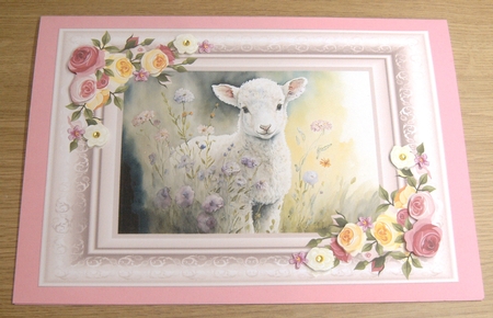 watercolour background of spring lamb by Margaret Scott