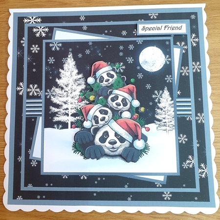 Christmas pandas 8x8 by Margaret Scott