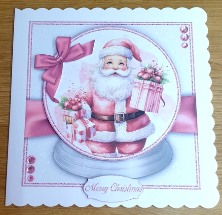 Pink Santa 2 Snow Globe Mini Kit 2    7X7 by Margaret Scott