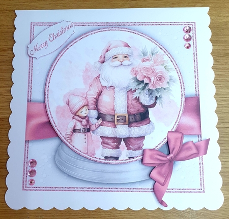 Pink Santa 2 Snow Globe Mini Kit 2    7X7 by Margaret Scott
