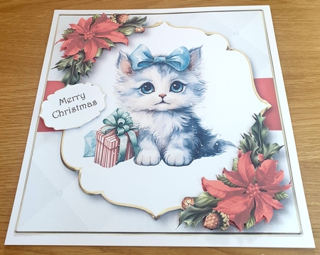 Christmas Kitten With Decoupage Multi Topper Kit by Margaret Scott