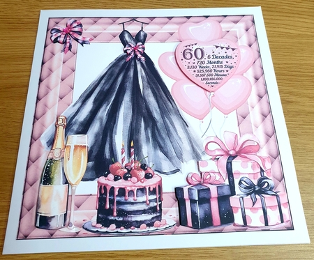 Ladies Birthday age 40/50/60 heart balloon card front by Margaret Scott