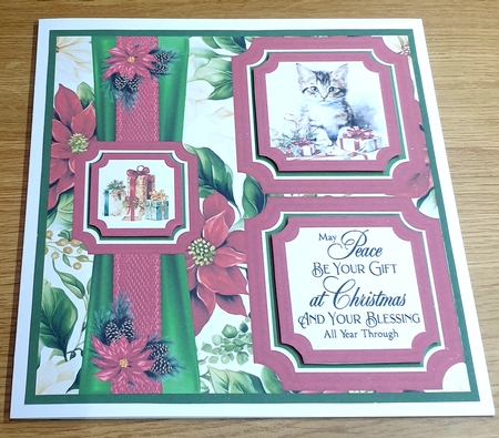 2 Panel Christmas kitten card front 1 by Margaret Scott