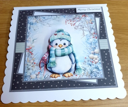 Warm penguin 7x7, sentiment tiles, decoupage, insert blank tiles by Margaret Scott