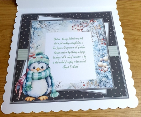 Warm penguin 7x7, sentiment tiles, decoupage, insert blank tiles by Margaret Scott