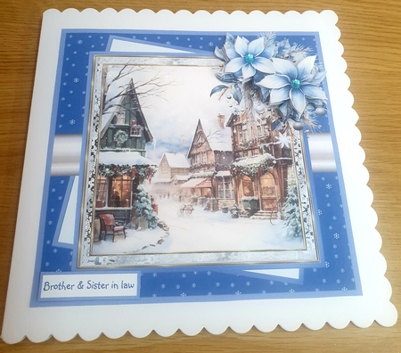Christmas village blue flowers 7x7, insert and gift cards by Margaret Scott