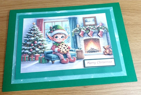 Pretty Cute Elf with a Cookie 5x7 by Margaret Scott