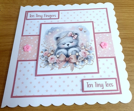 Baby Girl Bear 1 Card by Margaret Scott