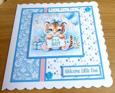 Tiger Baby Boy Card by Margaret Scott