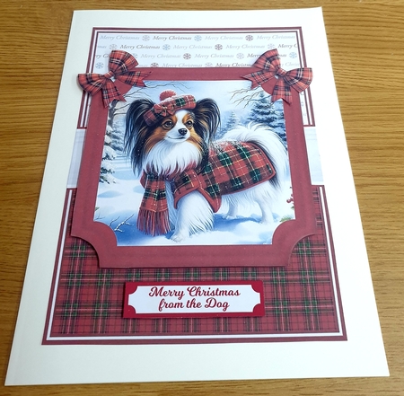 CHRISTMAS TARTAN DOGS - Papillon dogs by Margaret Scott