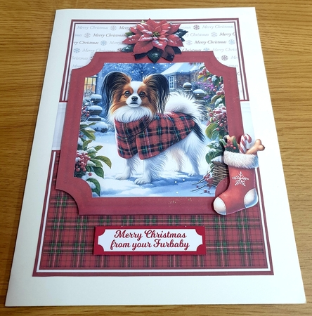 CHRISTMAS TARTAN DOGS - Papillon dogs by Margaret Scott