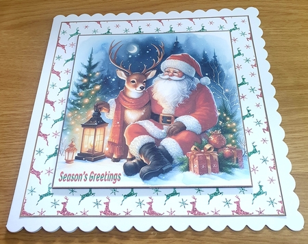 Watercolor Santa and Animals by Margaret Scott