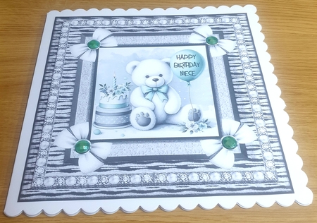 Watercolor Touch of Green Birthday Bear by Margaret Scott