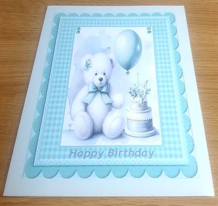 Watercolor Touch of Green Birthday Bear by Margaret Scott