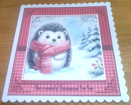 Watercolor Winter Touch of Red Hedgehog by Margaret Scott