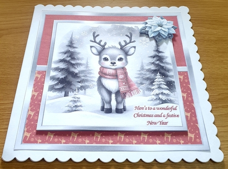 Watercolor Winter Touch of Red Reindeer by Margaret Scott