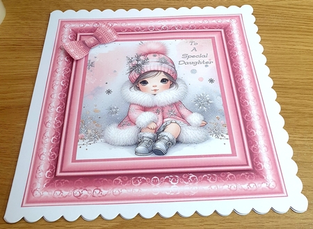 Watercolor Winter Holiday Girl Pink by Margaret Scott
