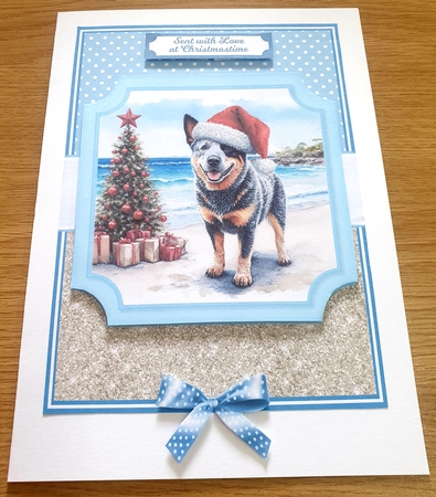 CHRISTMAS CATTLE DOGS - beach by Margaret Scott