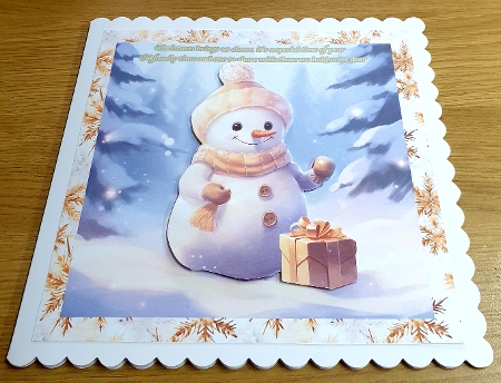 Cute Christmas Snowman with Gifts in Gold - Mix 1 by Margaret Scott