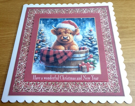 Festive Highland Cow Tub  by Margaret Scott
