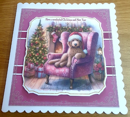 Christmas Chair Pups 12 by Margaret Scott