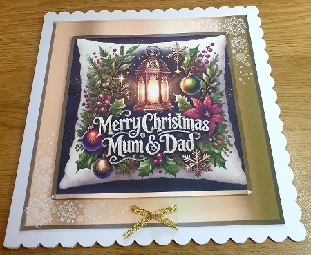 Mum & dad Christmas Cushions by Margaret Scott