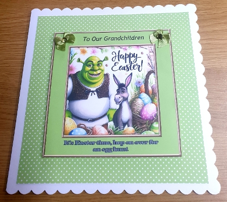 10 Shrek Happy Easter Card Fronts 8 x 8  by Margaret Scott