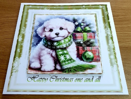 Cute Christmas Scarf Pups 1 by Margaret Scott